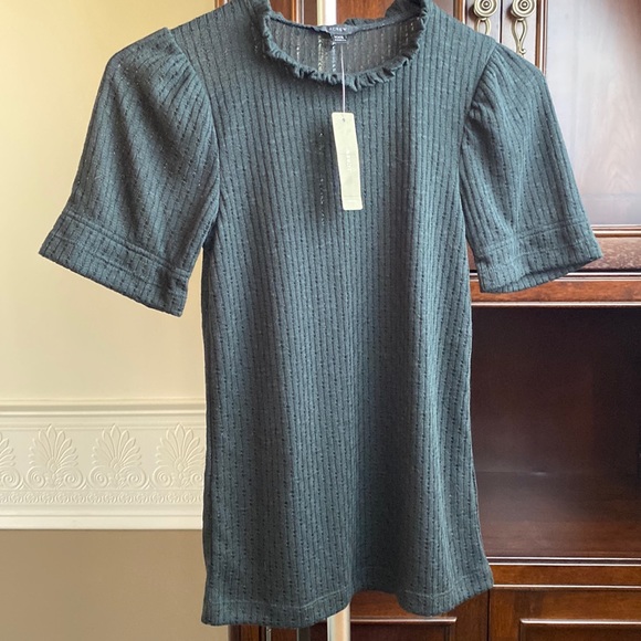 J. Crew Tops - NWT J.Crew XXS Black Short Sleeve Sheer Knit Top